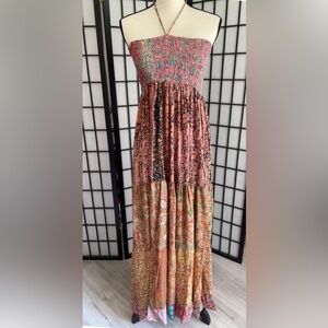 NWT Karma Highway Smocked Halter Maxi Dress